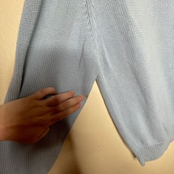 Vintage Naf Naf sweatshirt 90s blue with embroidered spellout Sz Large - Picture 5 of 7